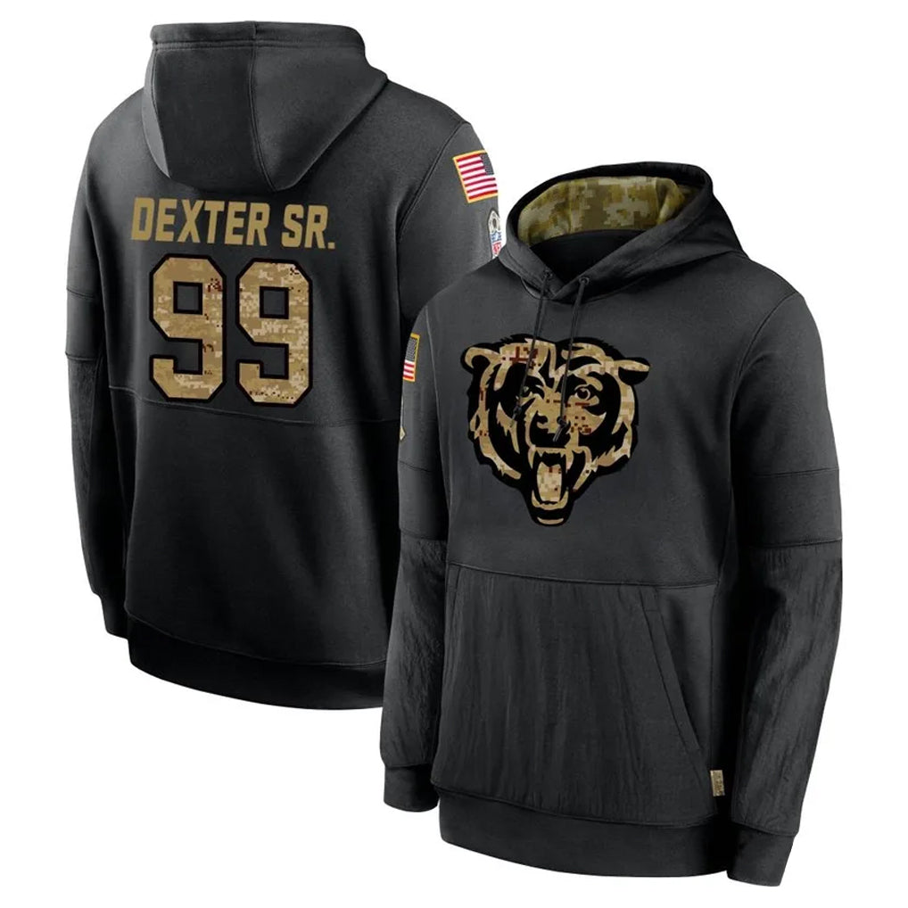 My Store C.Bears #99 Gervon Dexter Sr. Player Black Salute to Service Pullover Hoodies Limited Stitched Jerseys