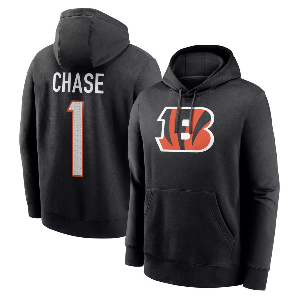 My Store C.Bengals #1 Ja'Marr Chase Player Black Salute to Service Pullover Hoodies Game Stitched Jerseys