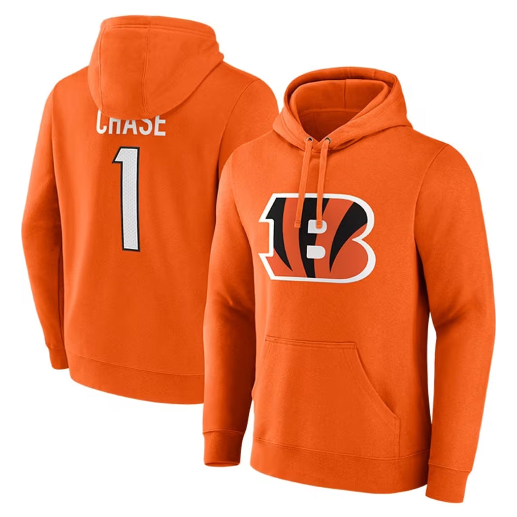 My Store C.Bengals #1 Ja'Marr Chase Player Orange Salute to Service Pullover Hoodie Limited Stitched Jerseys