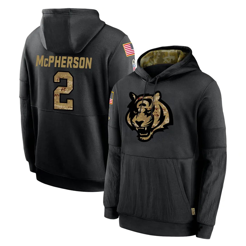 My Store C.Bengals #2 Evan McPherson Player Black Salute to Service Pullover Hoodies Limited Stitched Jerseys
