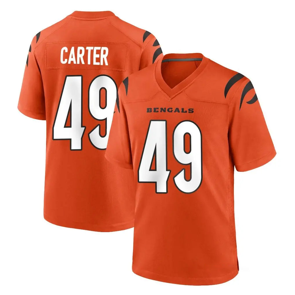 My Store C.Bengals #49 Barrett Carter Player Orange Home Game Stitched Jerseys