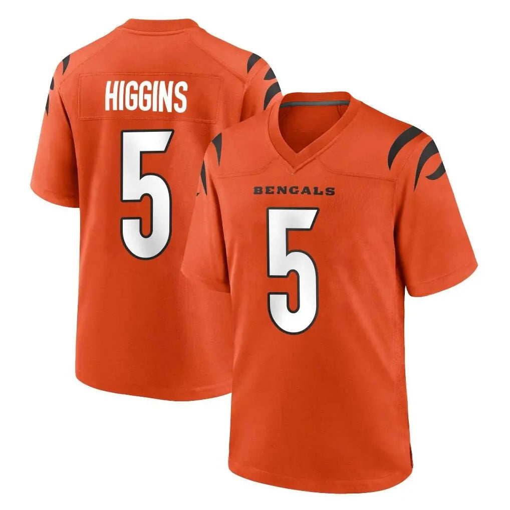 My Store C.Bengals #5 Tee Higgins Player Orange Home Game Stitched Jerseys