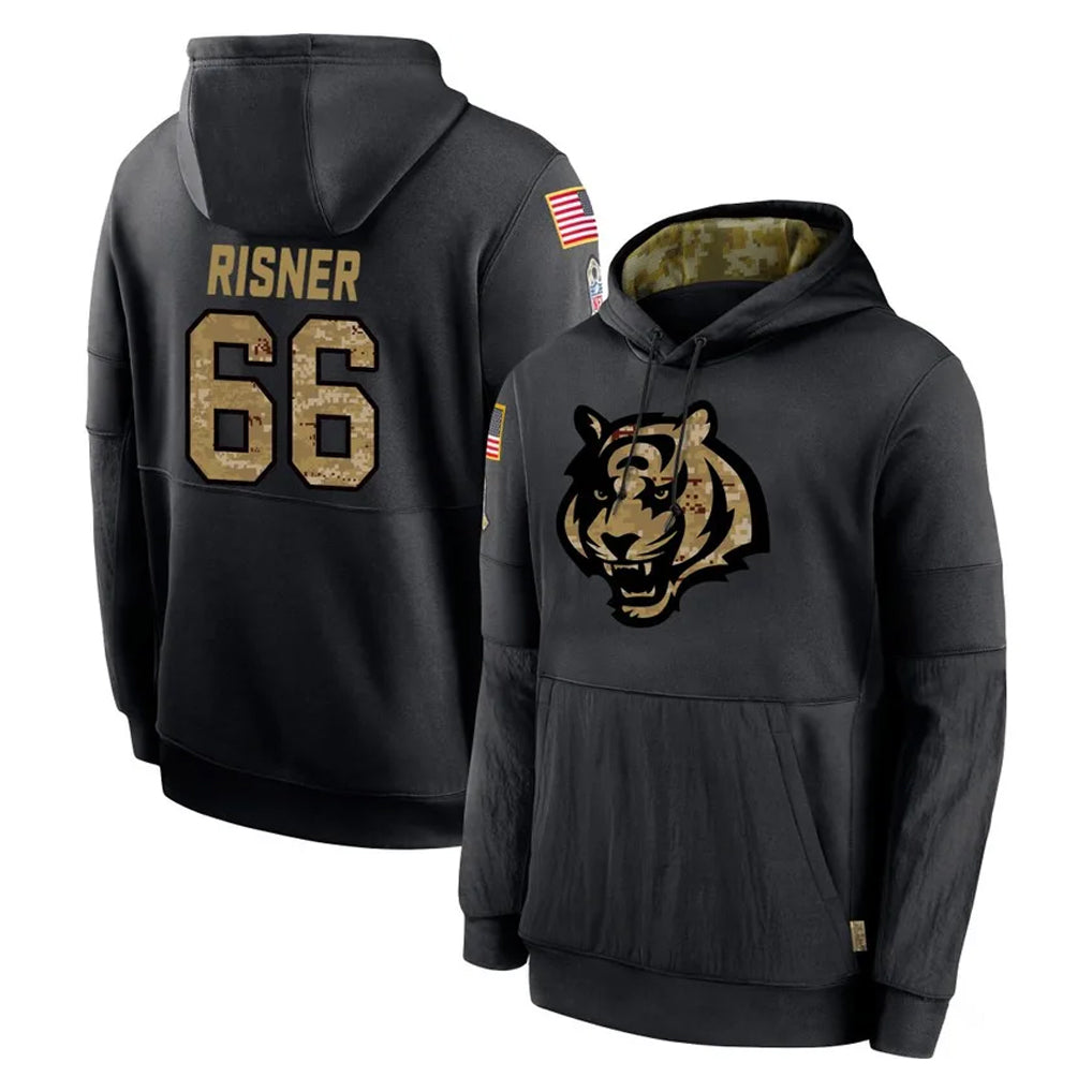 My Store C.Bengals #66 Dalton Risner Player Black Salute to Service Pullover Hoodies Limited Stitched Jerseys