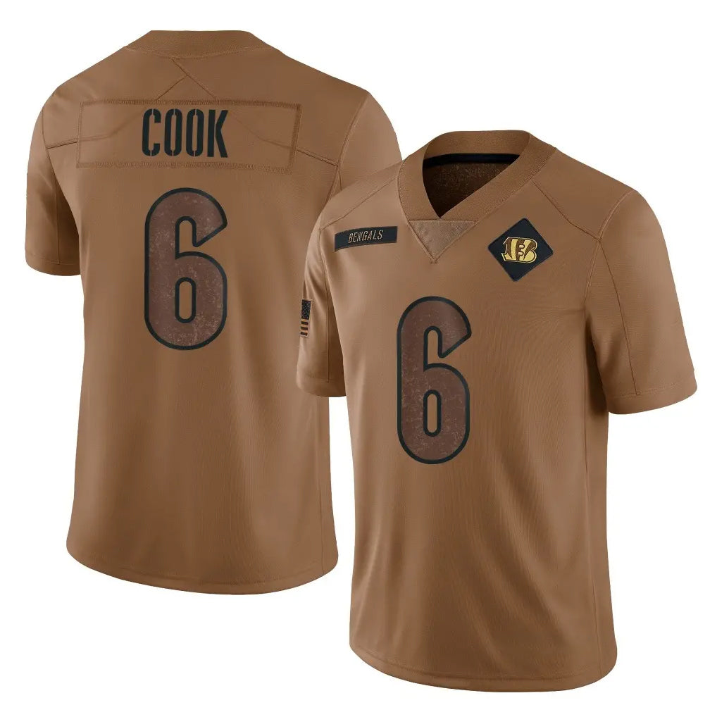 My Store C.Bengals #6 Brian Cook Player Brown Salute to Service Limited Stitched Jerseys