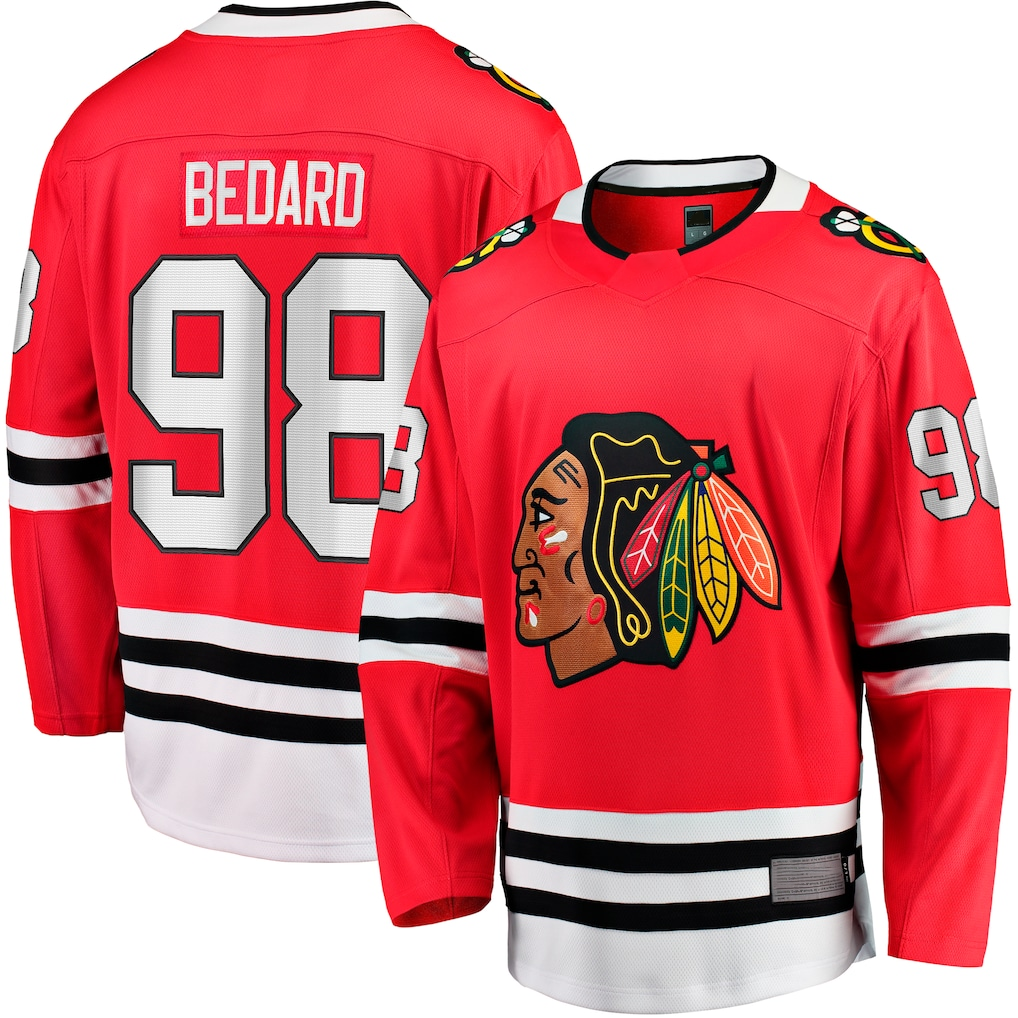 My Store C.Blackhawks #98 Connor Bedard Red Home Breakaway Player Jerseys