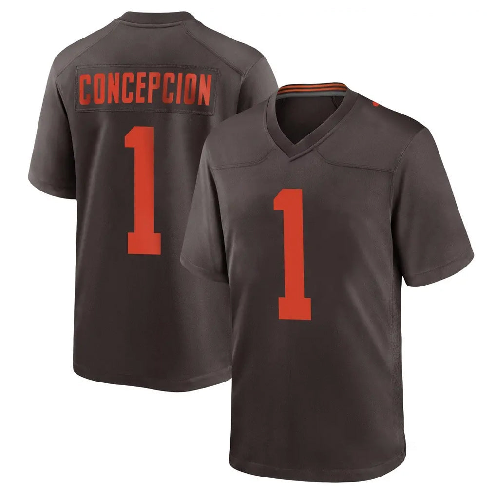 My Store C.Browns #1 KC Concepcion Player Brown Alternate Home Game Stitched Jerseys