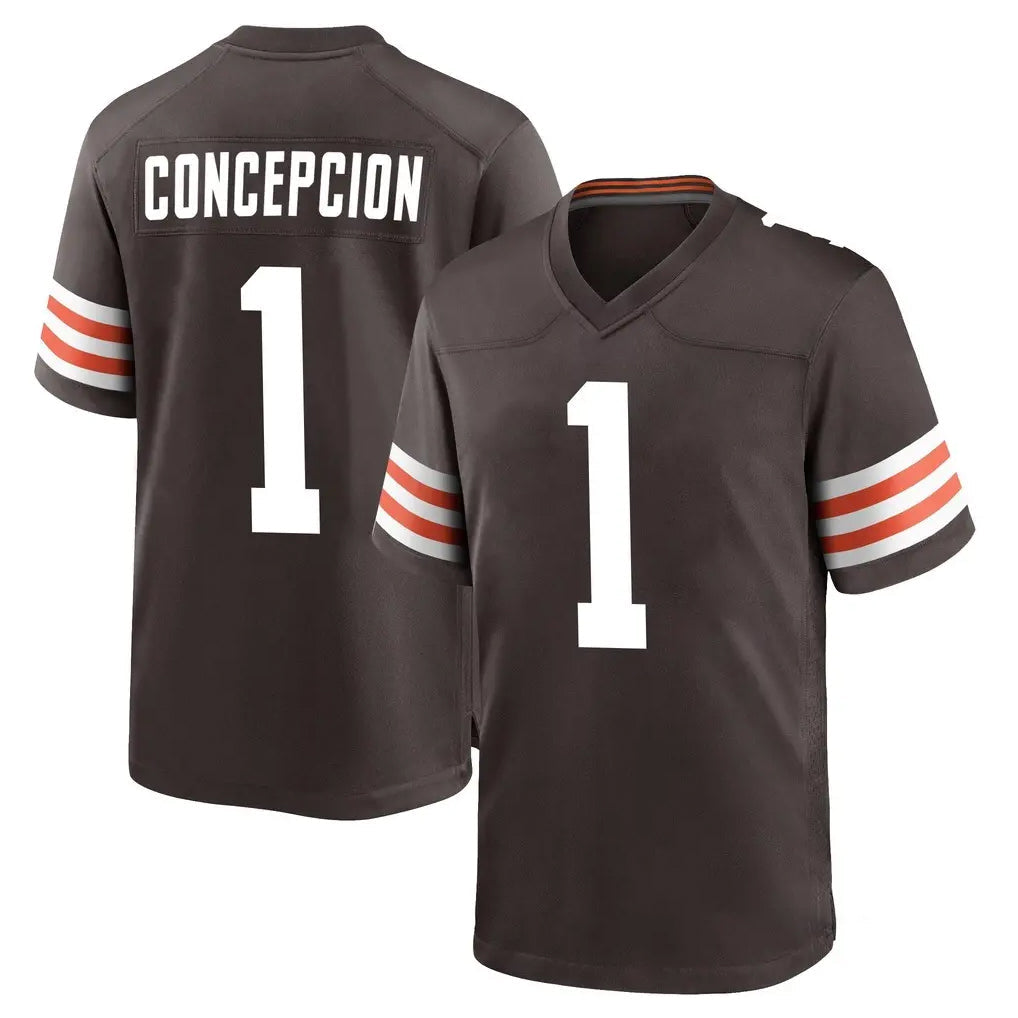 My Store C.Browns #1 KC Concepcion Player Brown Home Game Stitched Jerseys