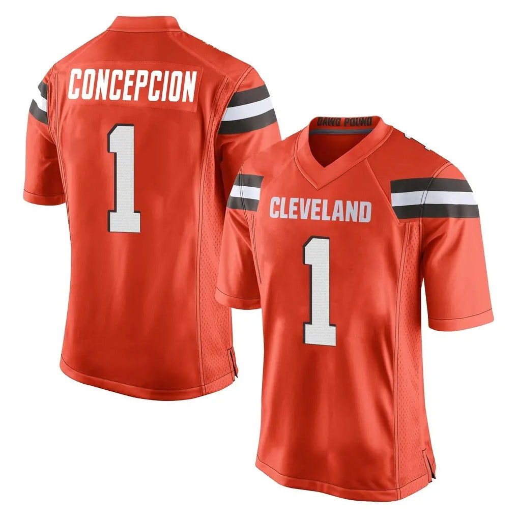 My Store C.Browns #1 KC Concepcion Player Orange Home Game Stitched Jerseys