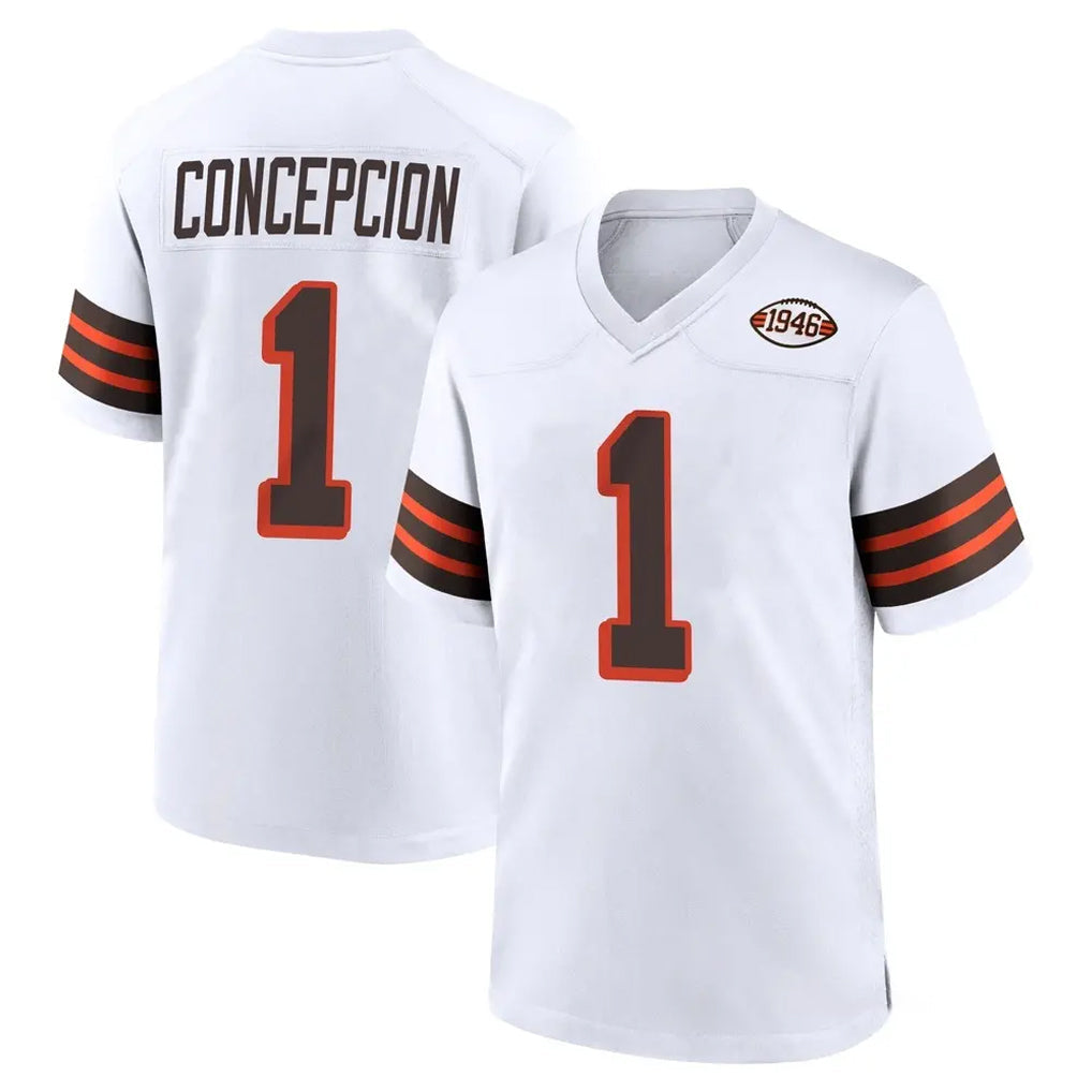 My Store C.Browns #1 KC Concepcion Player White Alternate Home Game Stitched Jerseys