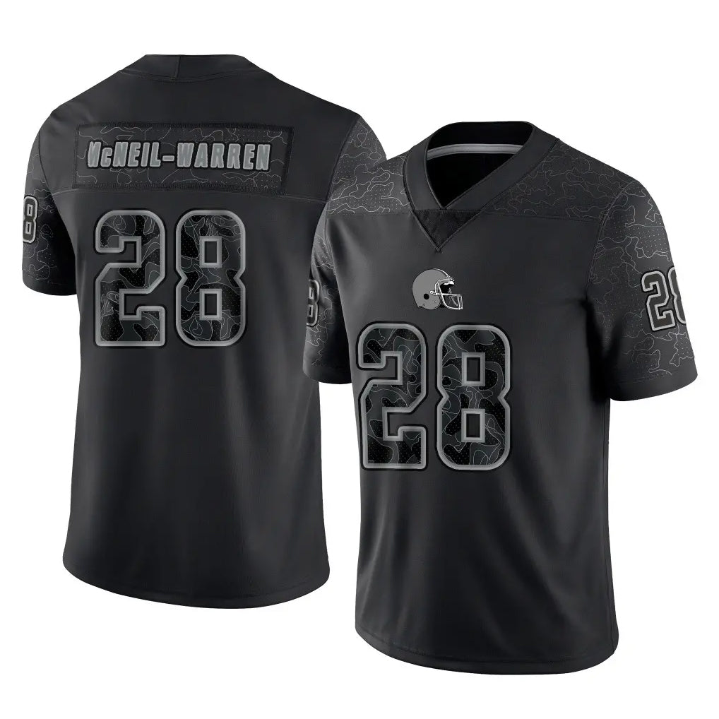 My Store C.Browns #28 Emmanuel McNeil-Warren Player Black Reflective Home Game Stitched Jerseys