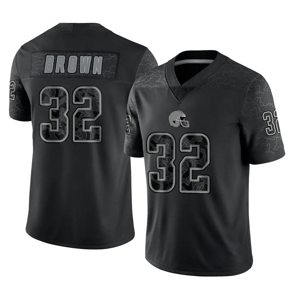 My Store C.Browns #32 Jim Brown Player Black Reflective Home Game Stitched Jerseys
