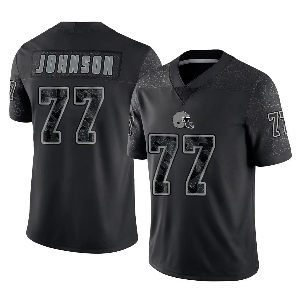 My Store C.Browns #77 Zion Johnson Player Black Reflective Home Game Stitched Jerseys