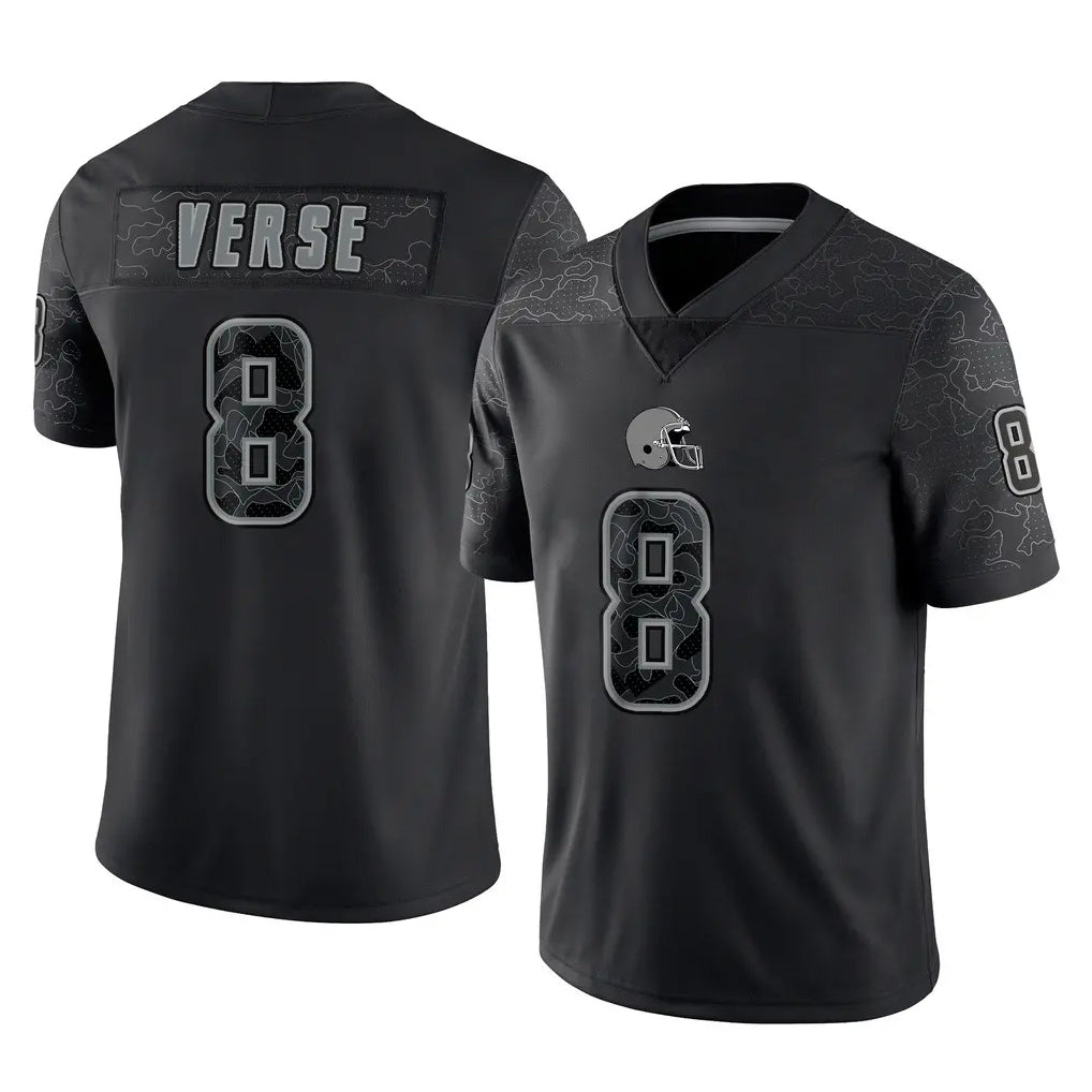 My Store C.Browns #8 Jared Verse Player Black Reflective Home Game Stitched Jerseys