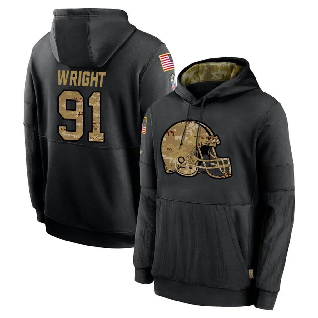 My Store C.Browns #91 Alex Wright Player Black Salute to Service Pullover Hoodies Limited Stitched Jerseys