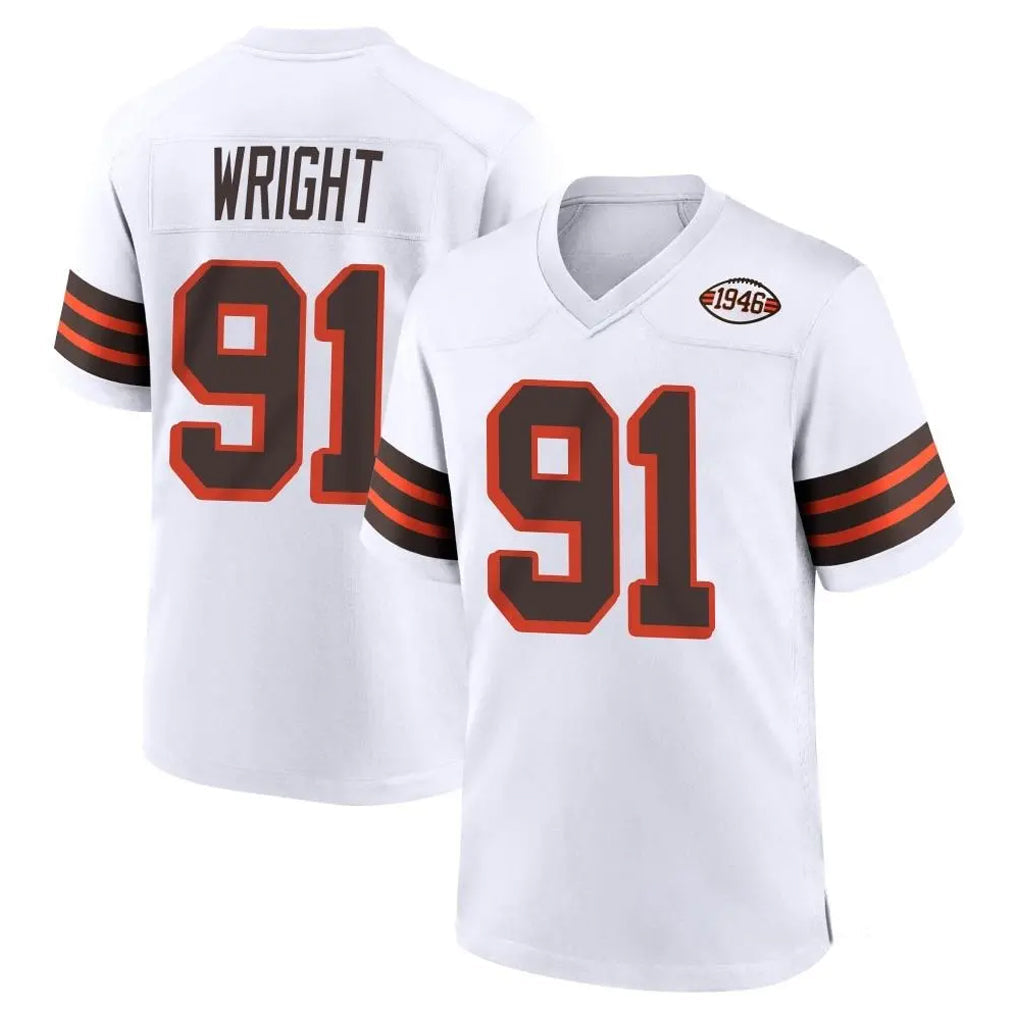 My Store C.Browns #91 Alex Wright Player White Alternate Home Game Stitched Jerseys
