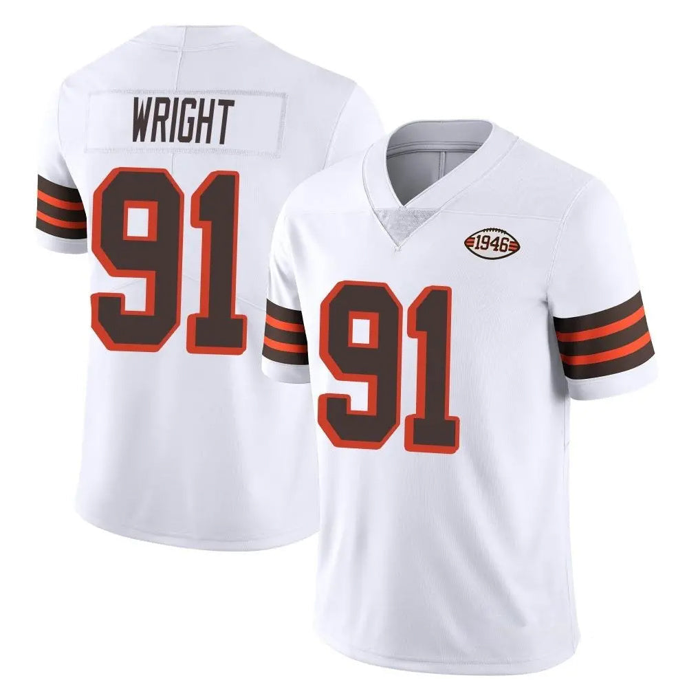 My Store C.Browns #91 Alex Wright Player White Limited  Vapor 1946 Collection Alternate Game Stitched Jerseys