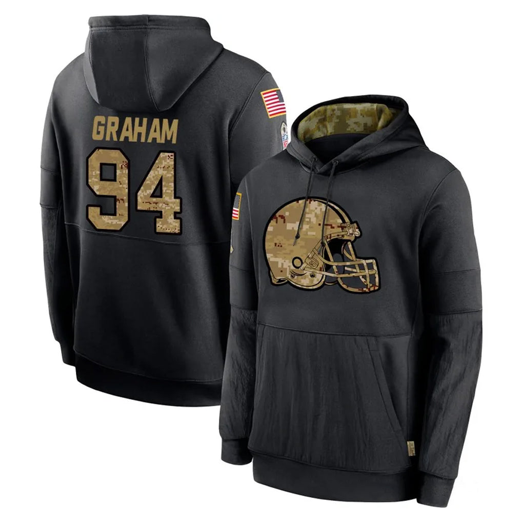 My Store C.Browns #94 Mason Graham Player Black Salute to Service Pullover Hoodies Limited Stitched Jerseys