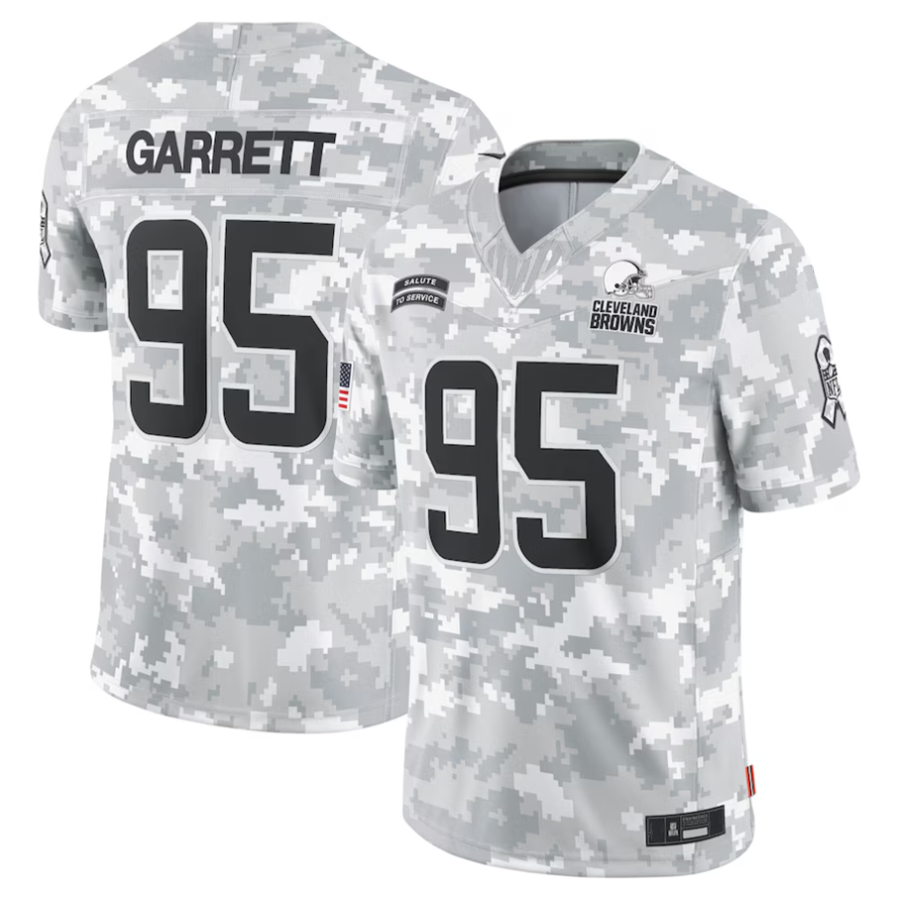 My StoreC.Browns #95 Myles Garrett Player Arctic Camo Salute to Service Limited Stitched Jerseys