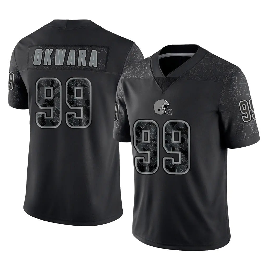 My Store C.Browns #99 Julian Okwara Player Black Reflective Home Game Stitched Jerseys