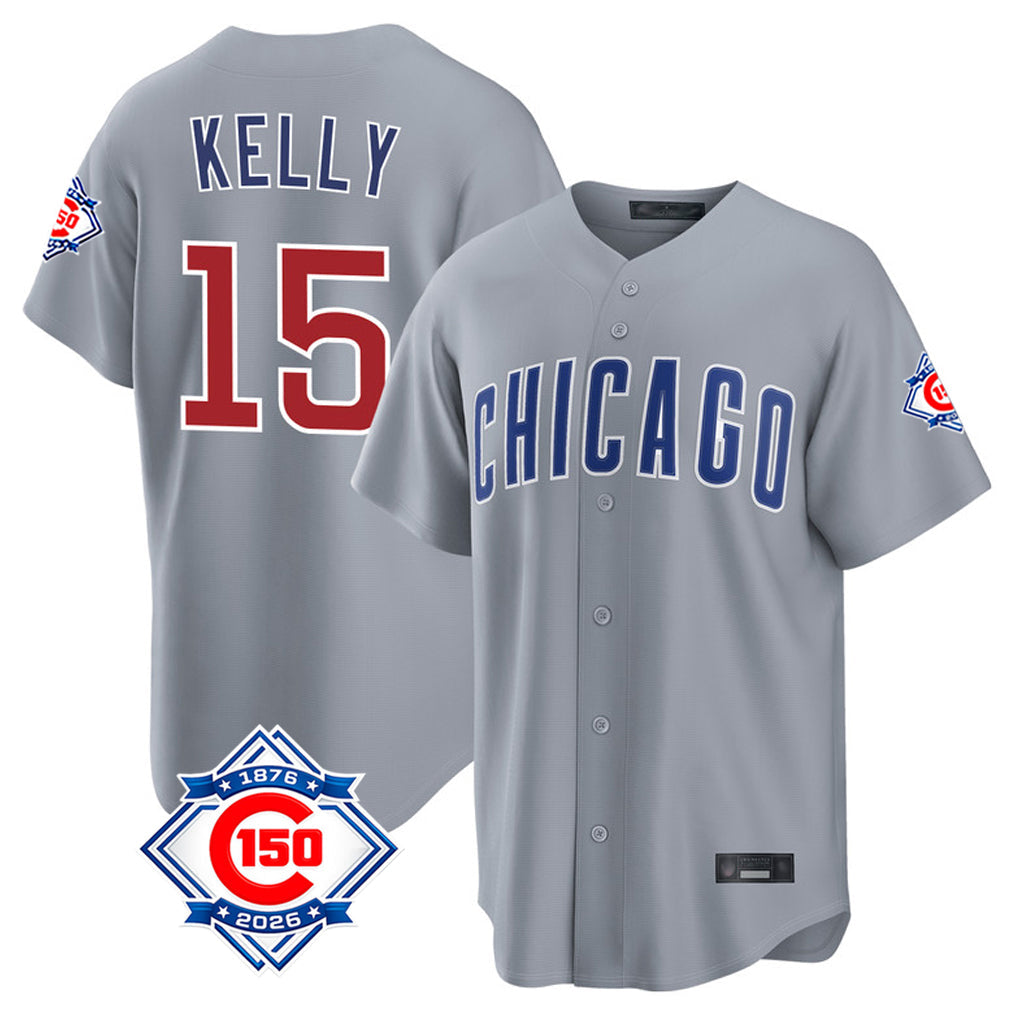 My Store C.Cubs #15 Carson Kelly Player Gray 150th Anniversary Home Game Stitched Jerseys