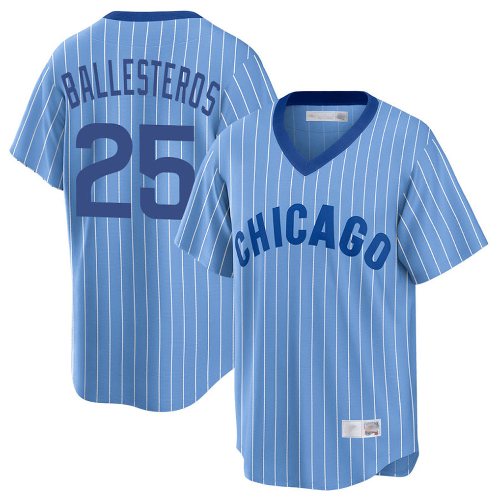 My Store C.Cubs #25 Mois¡§|s Ballesteros Player Blue T-shirt Cooperstown Collection Limited Stitched Jerseys