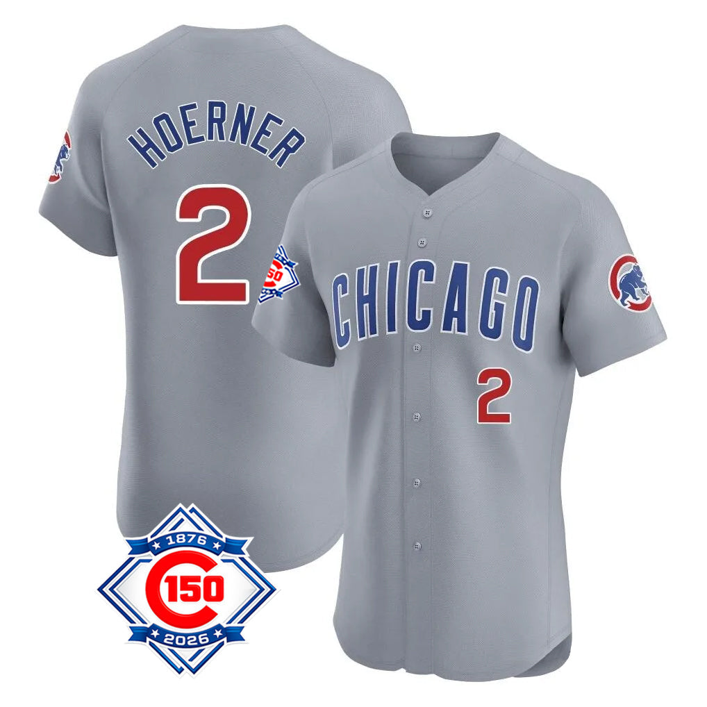 My Store C.Cubs #2 Nico Hoerner Player Gray Road 150th Anniversary Limited Elite Home Stitched Jerseys