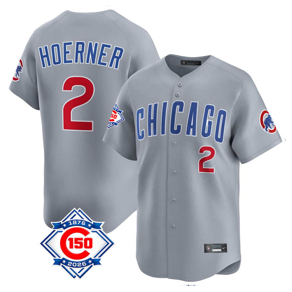 My Store C.Cubs #2 Nico Hoerner Player Gray Road 150th Anniversary Limited Home Stitched Jerseys