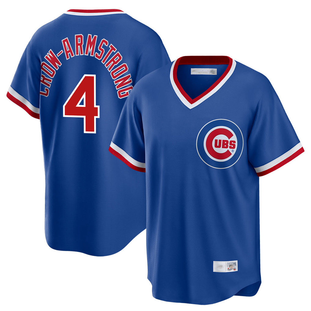 My Store C.Cubs #4 Pete Crow-Armstrong Player Royal T-shirt Cooperstown Collection Limited Stitched Jerseys