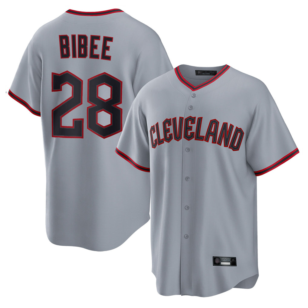 My Store C.Guardians #28 Tanner Bibee Player Gray Home Game Stitched Jerseys