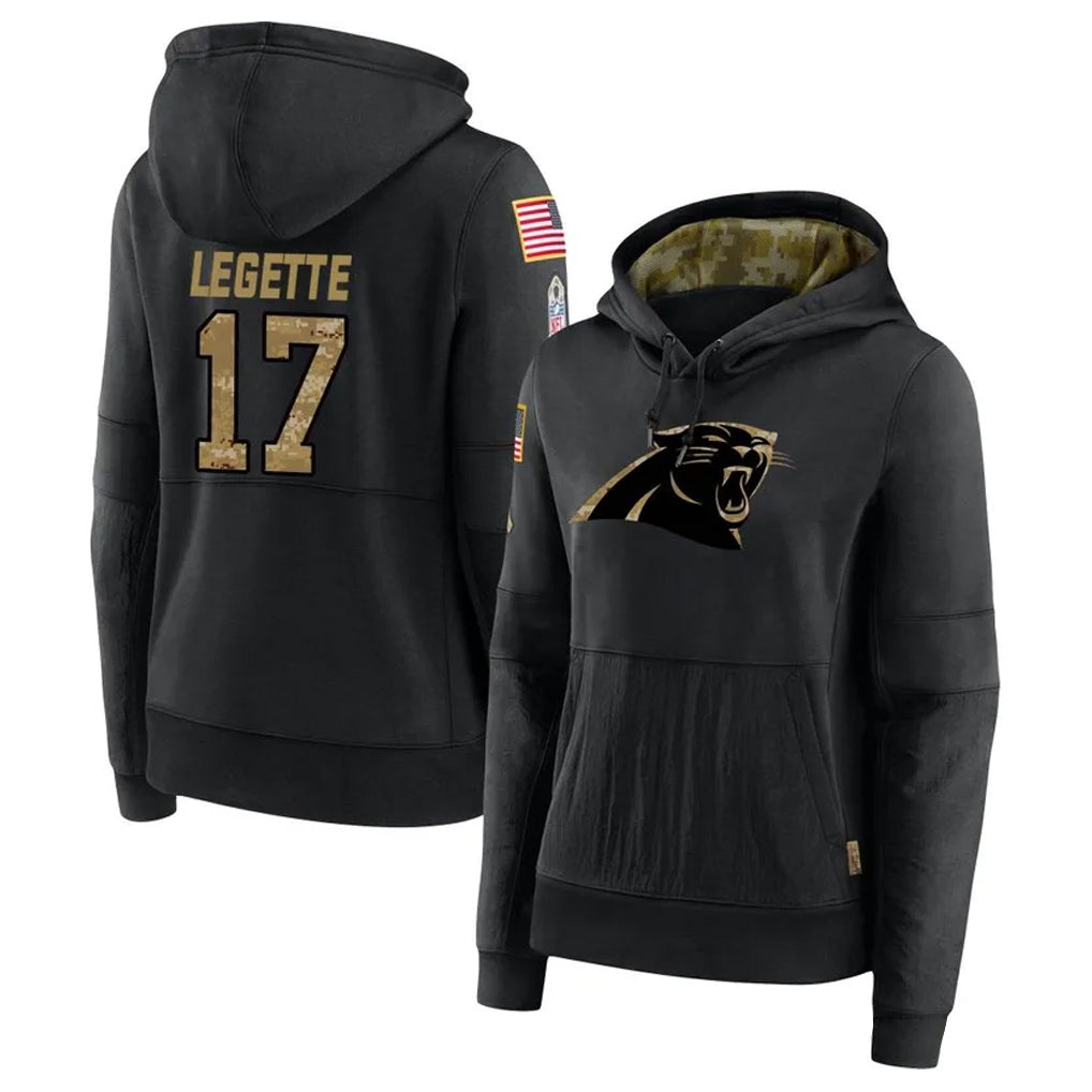 My Store C.Panthers #17 Xavier Legette Player Black Salute to Service HoodiesStitched  Jerseys