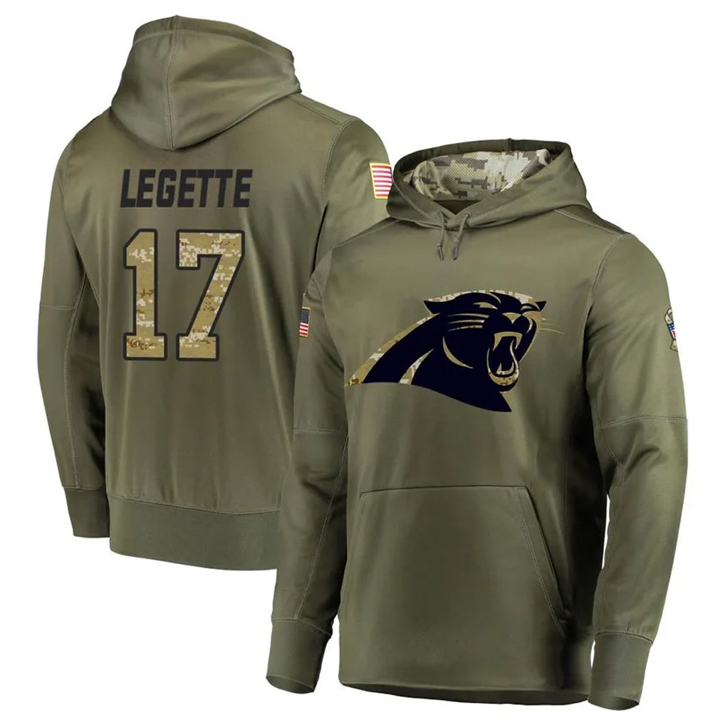 My Store C.Panthers #17 Xavier Legette Player Olive Salute to Service Limited Hoodies Stitched Jerseys