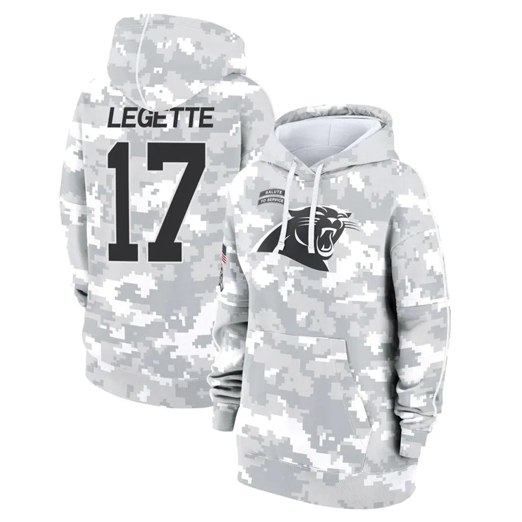 My Store C.Panthers #17 Xavier Legette Player Arctic Camo Salute to Service Hoodies Stitched Jerseys