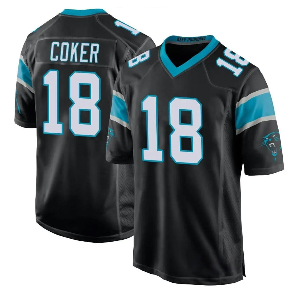 My Store C.Panthers #18 Jalen Coker Player Black Game Stitched Jerseys