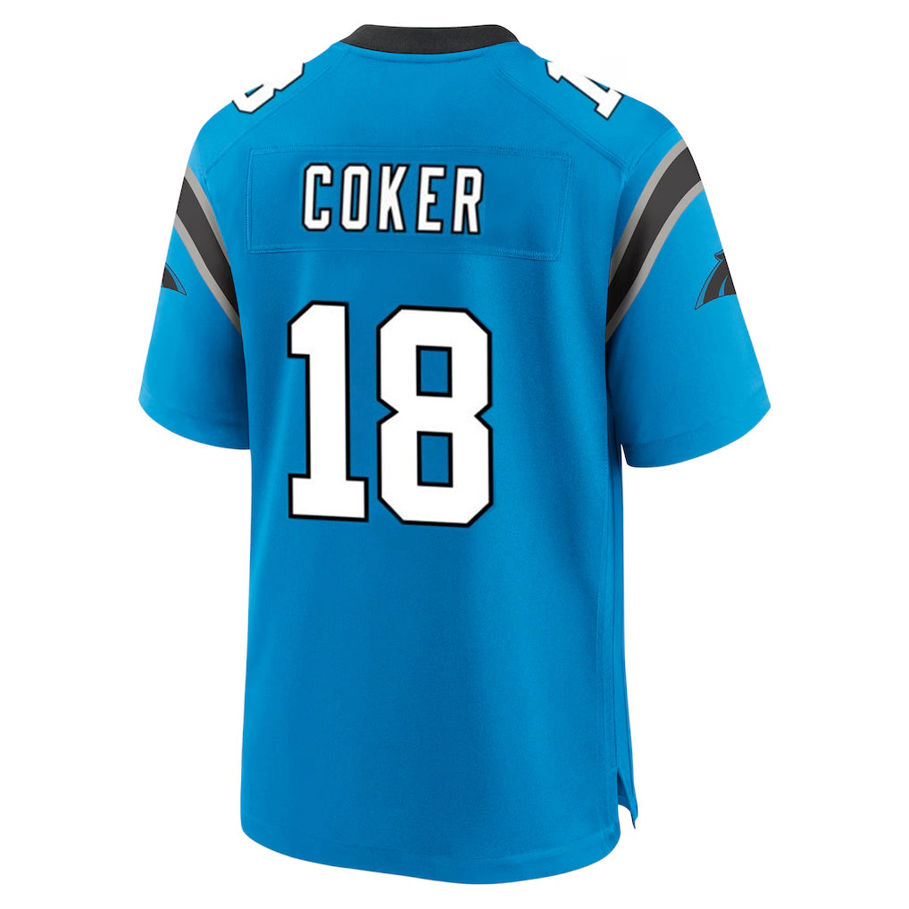 My Store C.Panthers #18 Jalen Coker Player Blue Home Game Stitched Jerseys