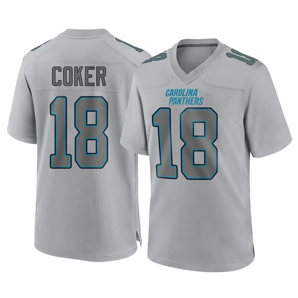 My Store C.Panthers #18 Jalen Coker Player Gray Atmosphere Fashion Game Stitched Jerseys