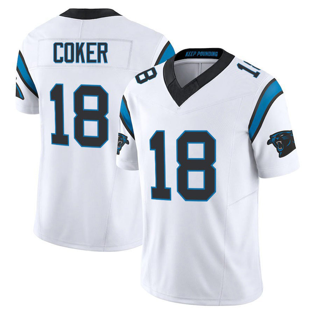 My Store C.Panthers #18 Jalen Coker Player White Vapor F.U.S.E. Limited Home Game Stitched Jerseys