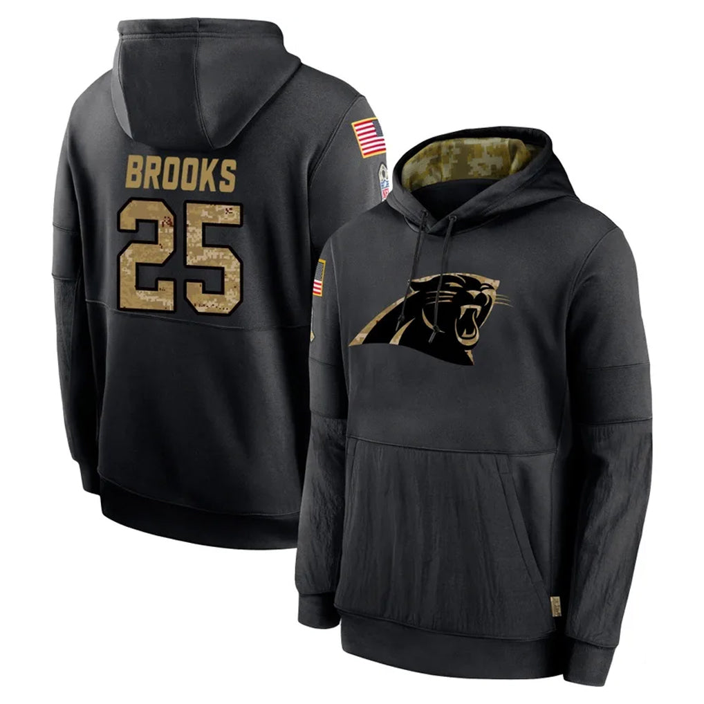 My Store C.Panthers #25 Jonathon Brooks Player Black Salute to Service Pullover Hoodies Limited Game Stitched Jerseys