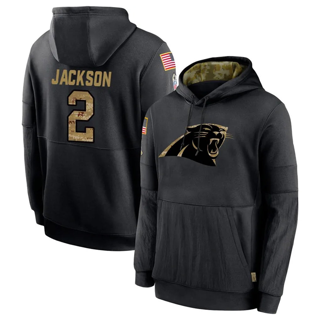 My Store C.Panthers #2 Michael Jackson Player Black Salute to Service Pullover Hoodies Limited Game Stitched Jerseys