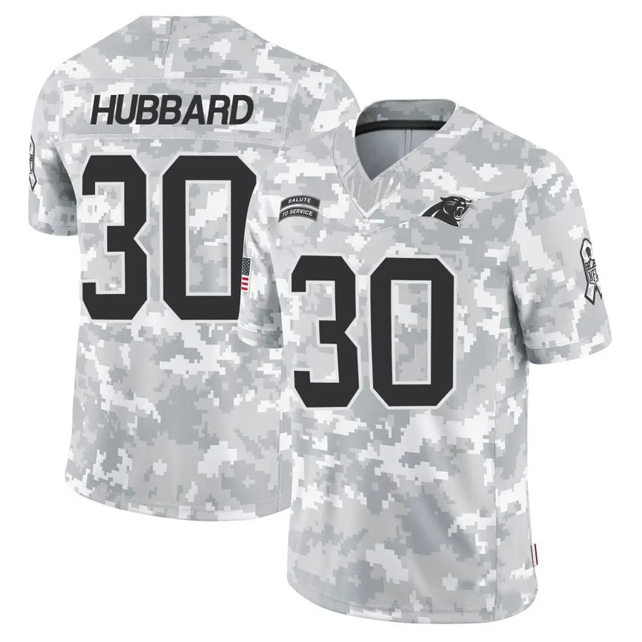 My Store C.Panthers #30 Chuba Hubbard Player Arctic Camo Salute to Service Limited  Jerseys