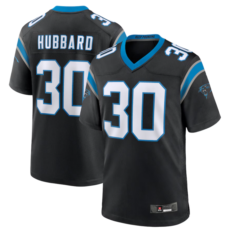 My Store C.Panthers #30 Chuba Hubbard Player Black Team Game Stitched Jerseys