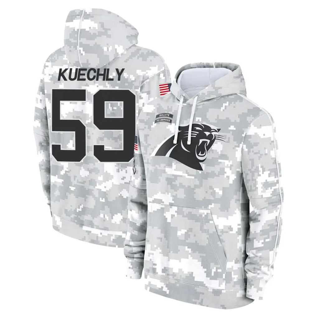 My Store C.Panthers #59 Luke Kuechly Player Arctic Camo Salute to Service Hoodies Stitched Jerseys