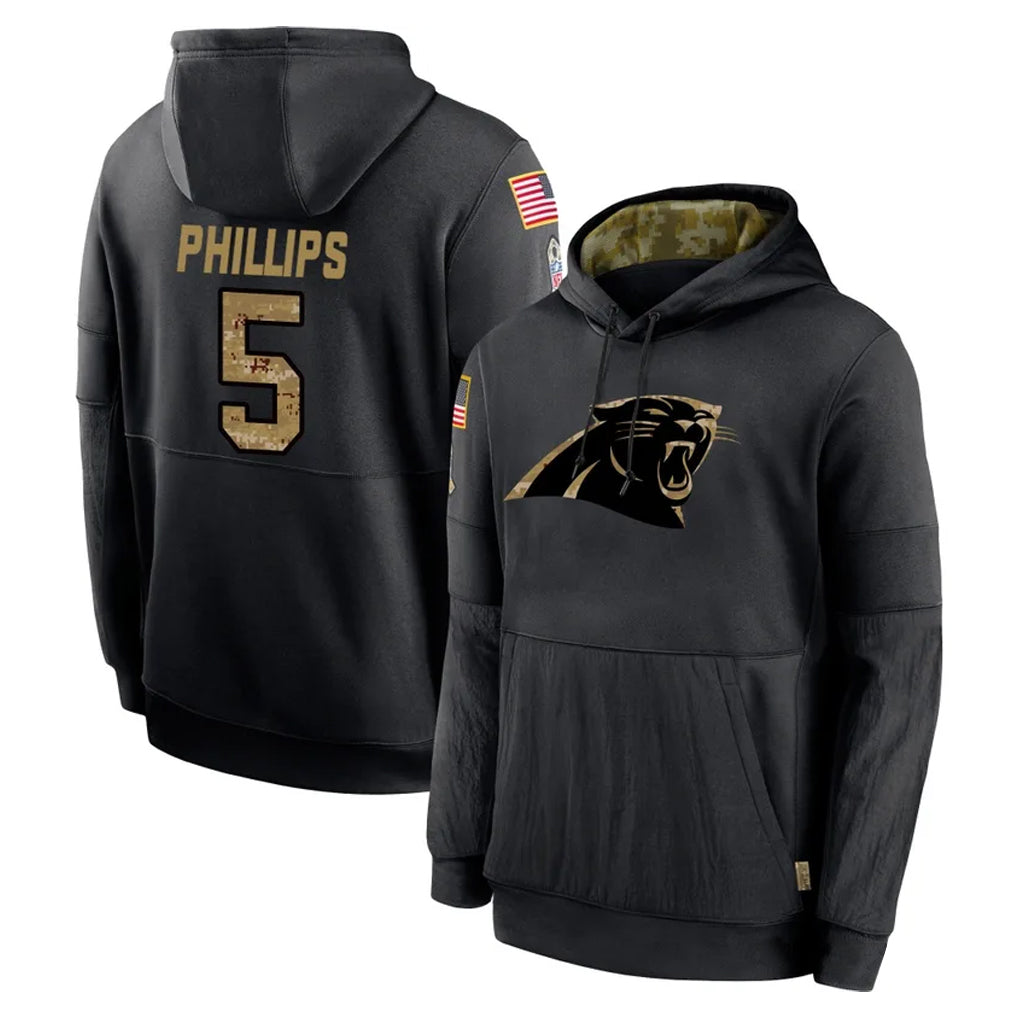 My Store C.Panthers #5 Jaelan Phillips Player Black Salute to Service Pullover Hoodies Limited Game Stitched Jerseys