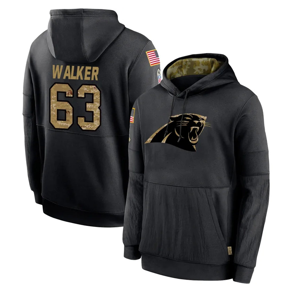 My Store C.Panthers #63 Rasheed Walker Player Black Salute to Service Pullover Hoodies Limited Game Stitched Jerseys