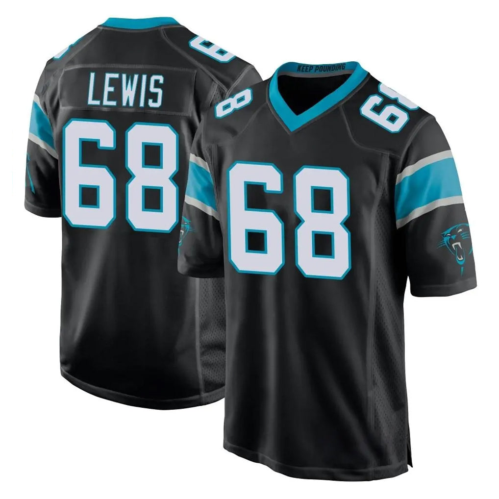 My Store C.Panthers #68 Damien Lewis Player Black Home Game Stitched Jerseys