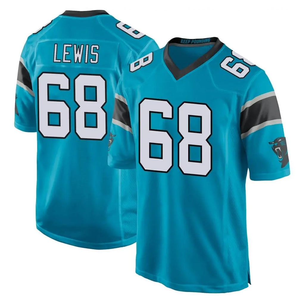 My Store C.Panthers #68 Damien Lewis Player Blue Game Stitched Jerseys