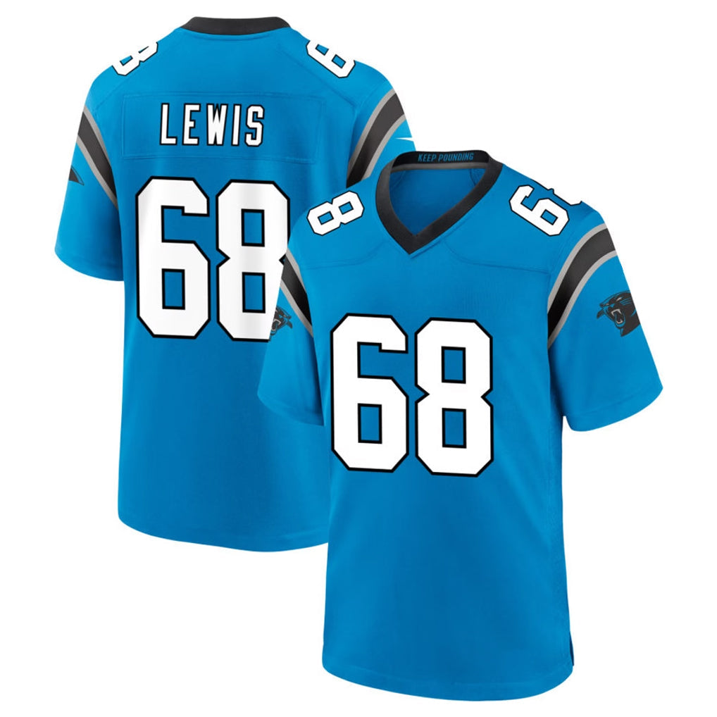My Store C.Panthers #68 Damien Lewis Player Blue Home Game Stitched Jerseys