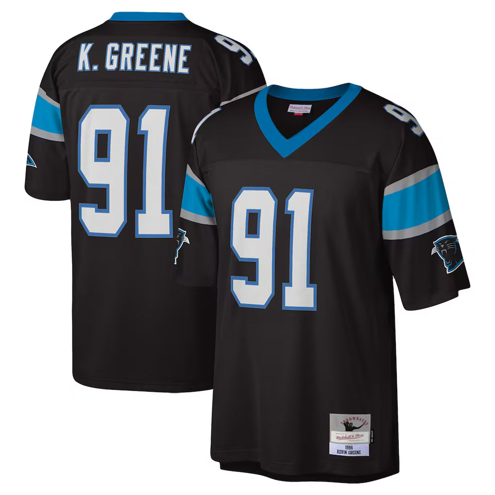 My Store C.Panthers #91 Kevin Greene Player Black Mitchell & Ness Legacy Replica Stitched Jerseys