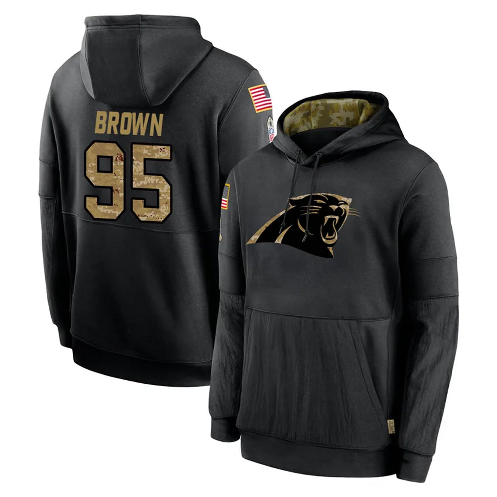 My Store C.Panthers #95 Derrick Brown Player Black Salute to Service Pullover Hoodies Limited Game Stitched Jerseys
