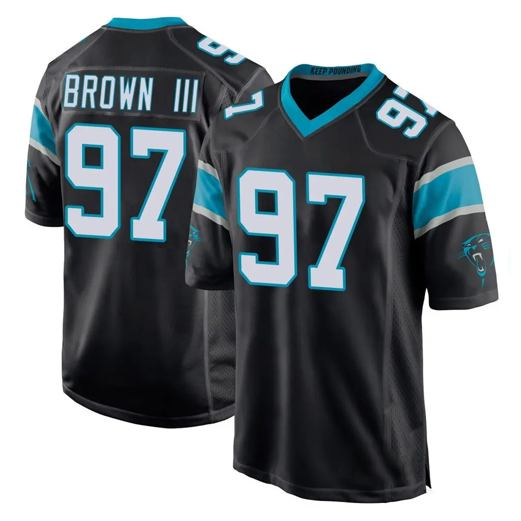My Store C.Panthers #97 Bobby Brown III Player Black Home Game Stitched Jerseys