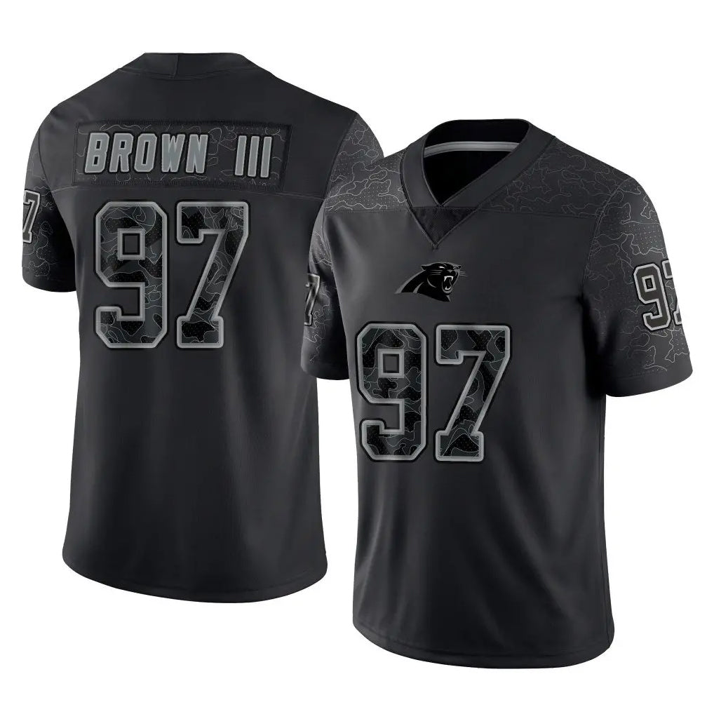 My Store C.Panthers #97 Bobby Brown III Player Black Limited Reflective Game Stitched Jerseys